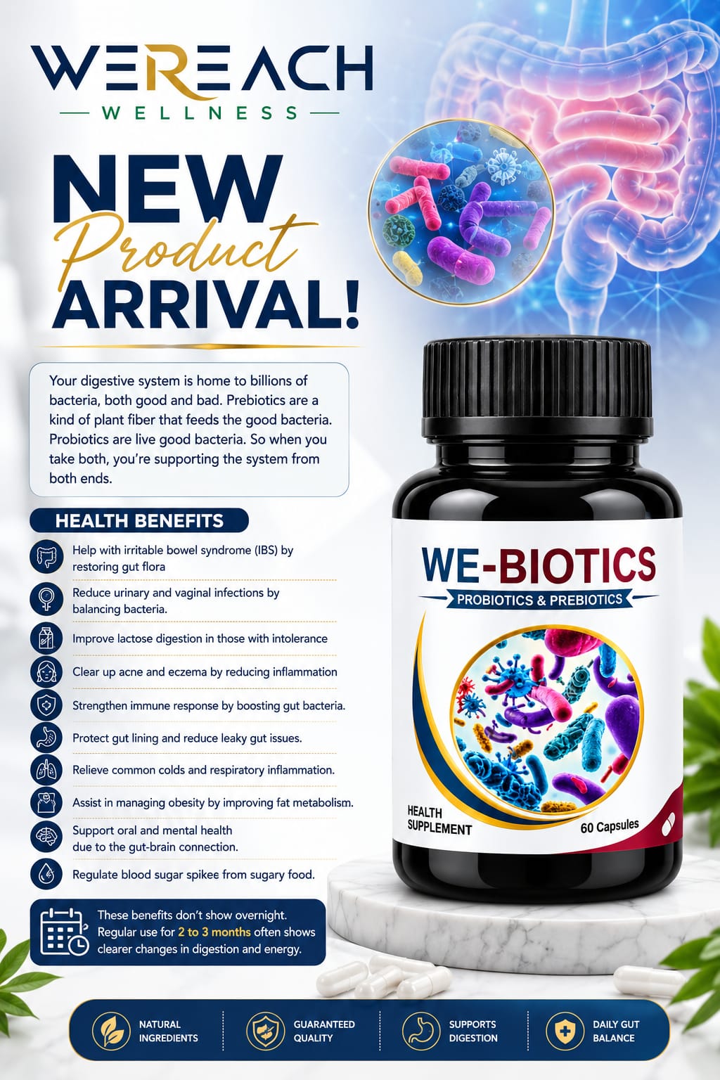 WE-BIOTICS Probiotics & Prebiotics (60 Capsules)